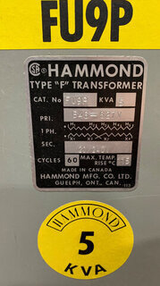 HAMMOND- FU9P (PRI.546-627V, SEC.120/240,5KVA) Product Image